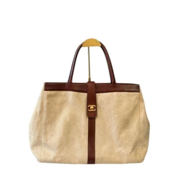 CHANEL Vintage Coated Canvas Leather Trimmed Satchel*Hologram*ENTRUPY COA - Picture 1 of 16